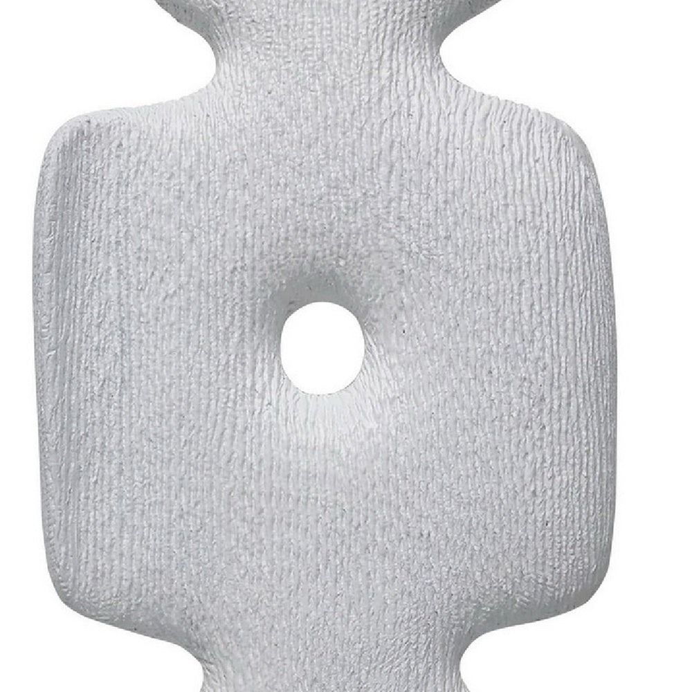 Abstract Totem Sculpture | Cutout Center | Pedestal | White Resin 20"