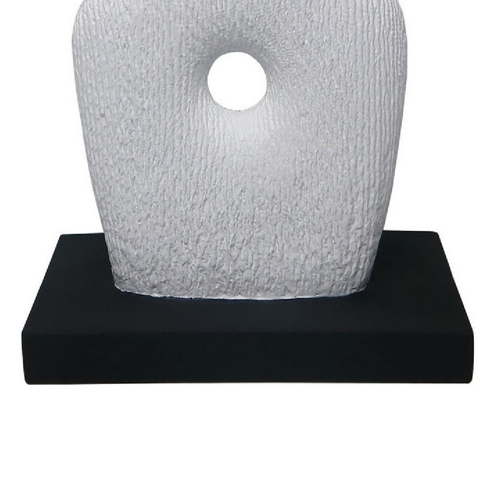 Abstract Totem Sculpture | Cutout Center | Pedestal | White Resin 20"