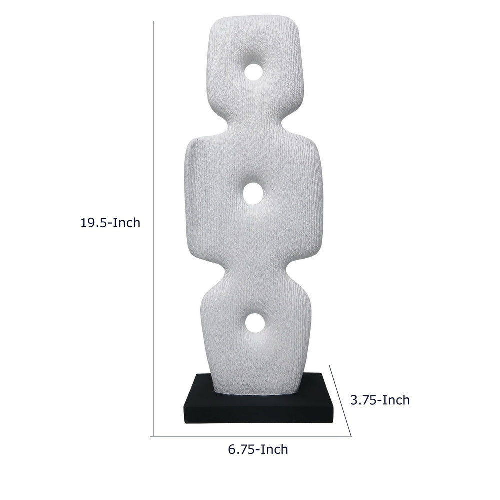 Abstract Totem Sculpture | Cutout Center | Pedestal | White Resin 20"