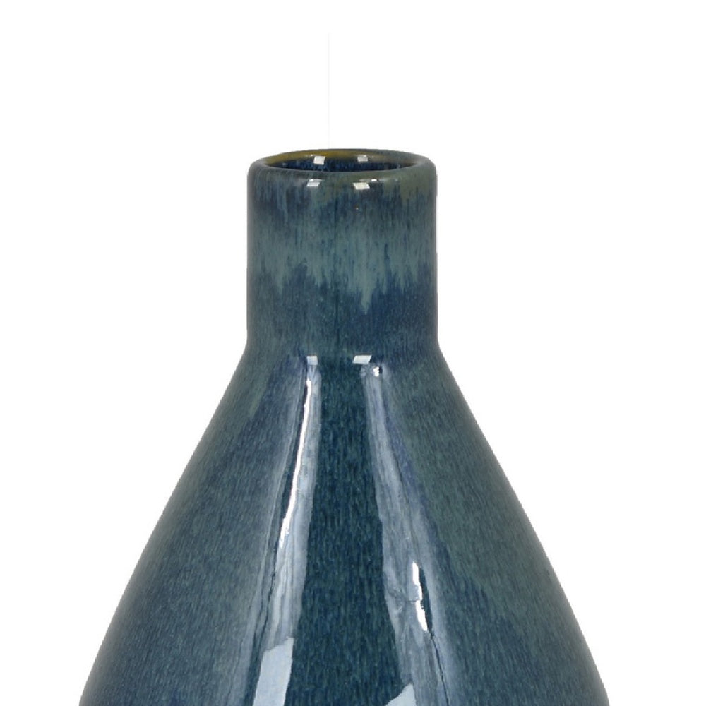 Decorative Vase | Bottle Shape | Narrow Neck | Speckled Blue Ceramic 15"