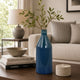 Decorative Vase | Bottle Shape | Narrow Neck | Speckled Blue Ceramic 15"