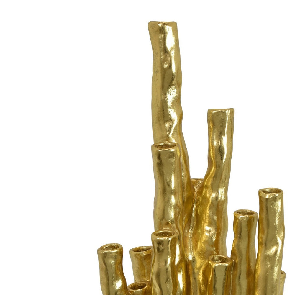 Decorative Coral Vase | Multi Stem Design | Gold Resin 19"