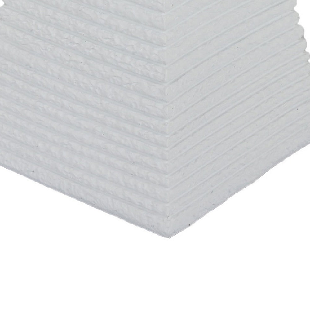 Decorative Pyramid Sculpture | Horizontally Ribbed White Resin 15"