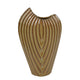 Kathy Decorative Vase | Asymmetrical Rim | Ribbed Brown Ceramic 15"