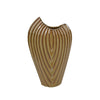 Kathy Decorative Vase | Asymmetrical Rim | Ribbed Brown Ceramic 15"
