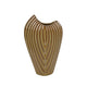 Kathy Decorative Vase | Asymmetrical Rim | Ribbed Brown Ceramic 15"