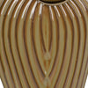 Kathy Decorative Vase | Asymmetrical Rim | Ribbed Brown Ceramic 15"