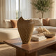 Kathy Decorative Vase | Asymmetrical Rim | Ribbed Brown Ceramic 15"