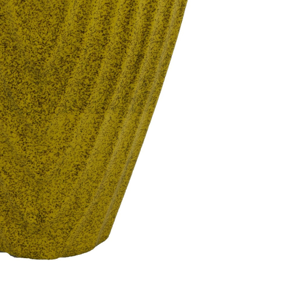 Kathy Decorative Vase | Asymmetrical Rim | Ribbed Yellow Ceramic 15"
