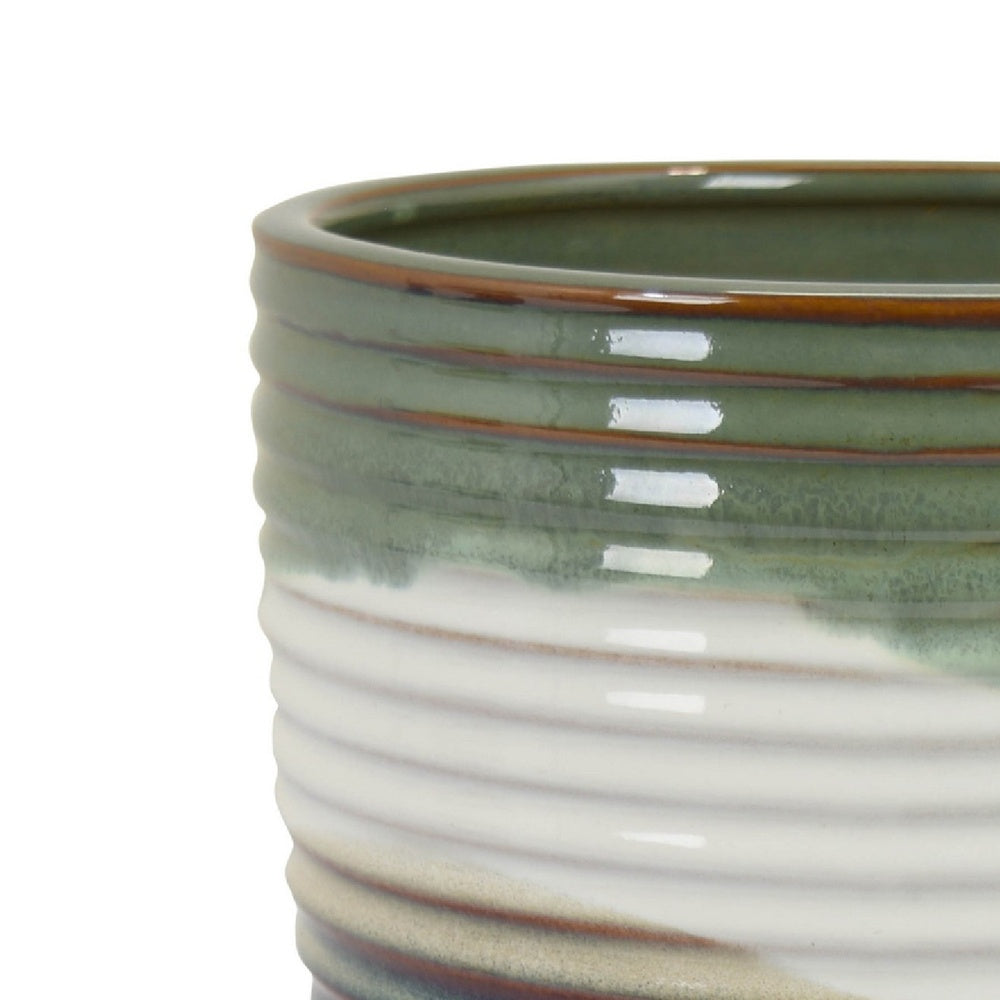Decorative Planter | Tapered Body | Flared Pedestal | Gray Ceramic 10"