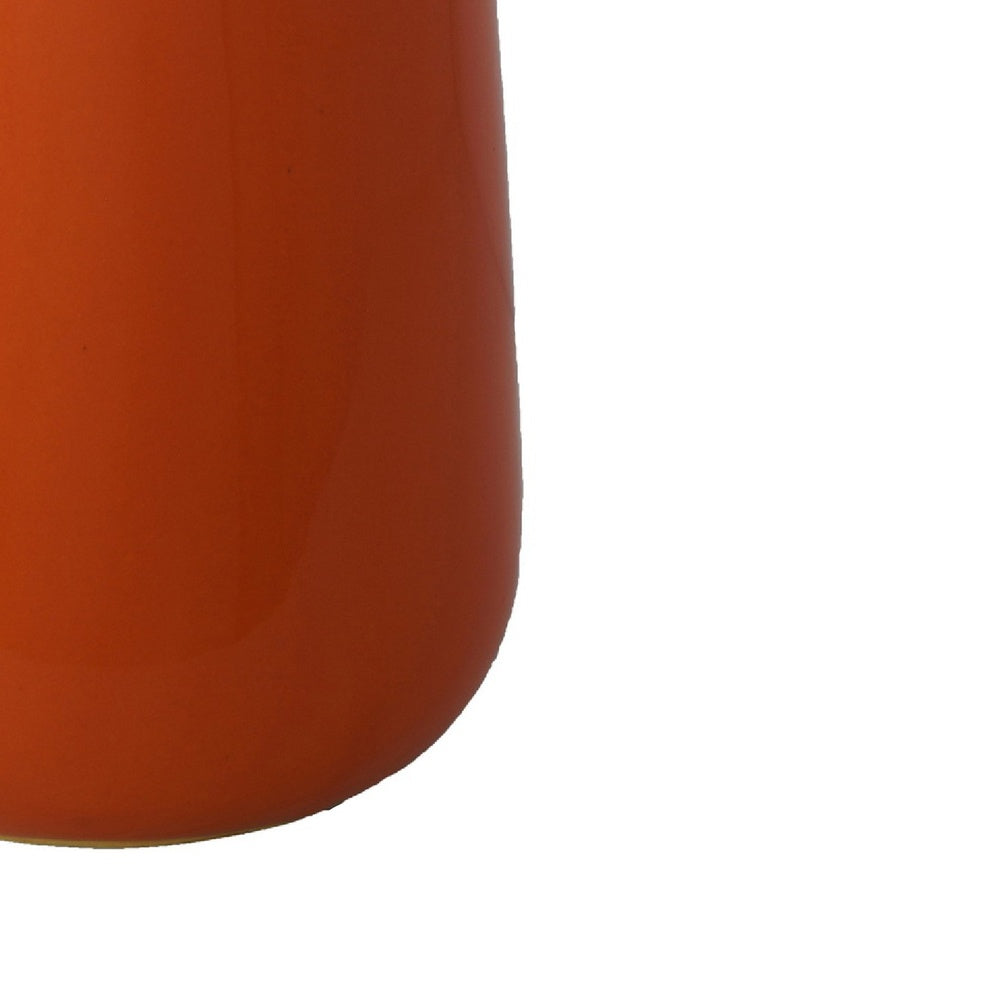 Decorative Vase | Cylindric Body | Narrow Top | Burnt Orange Ceramic 12"