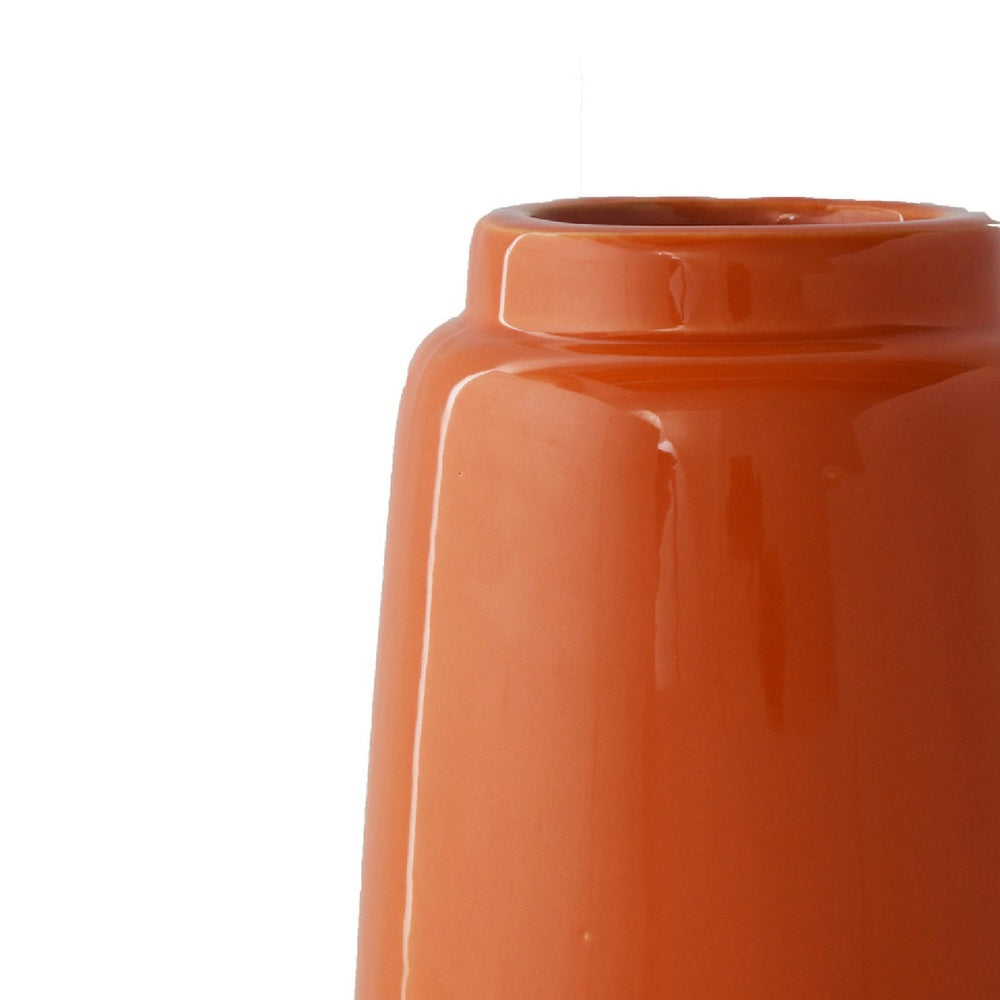 Decorative Vase | Cylindric Body | Narrow Top | Burnt Orange Ceramic 12"