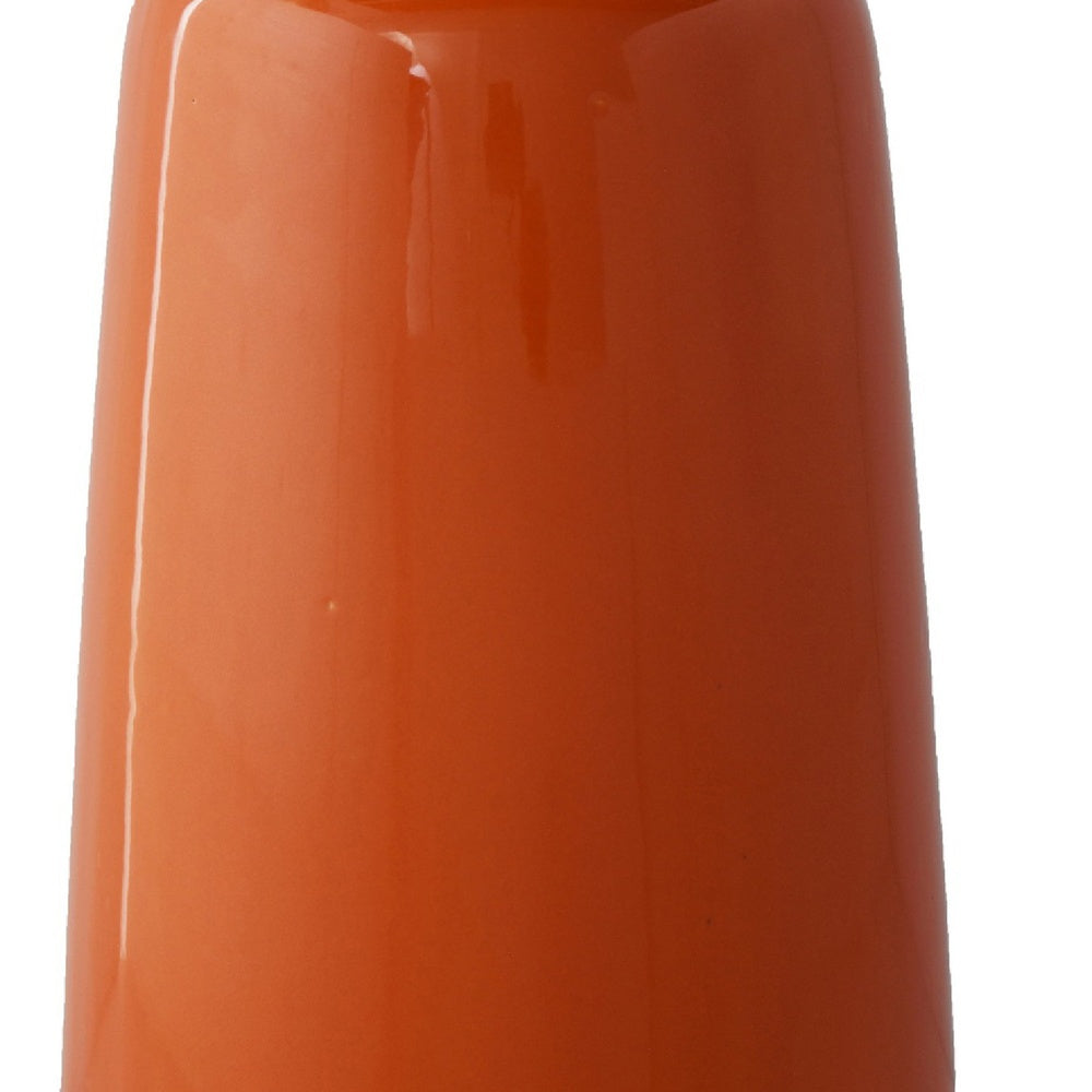 Decorative Vase | Cylindric Body | Narrow Top | Burnt Orange Ceramic 12"
