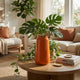 Decorative Vase | Cylindric Body | Narrow Top | Burnt Orange Ceramic 12"