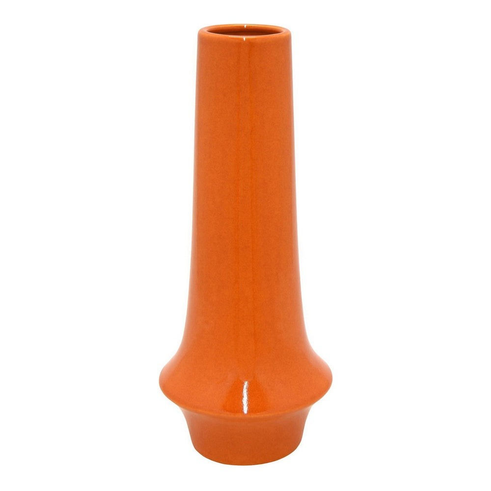 Seny Decorative Vase | Narrow Neck | Flared Base | Orange Ceramic 16"