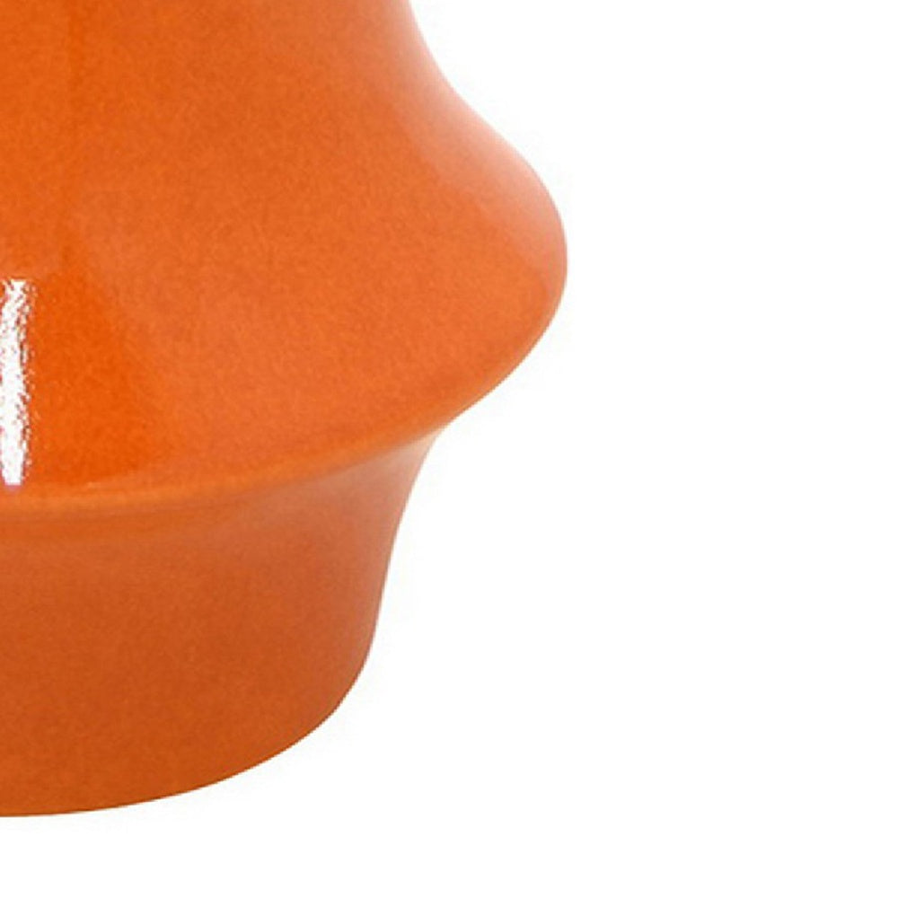 Seny Decorative Vase | Narrow Neck | Flared Base | Orange Ceramic 16"