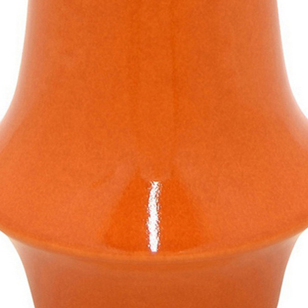 Seny Decorative Vase | Narrow Neck | Flared Base | Orange Ceramic 16"