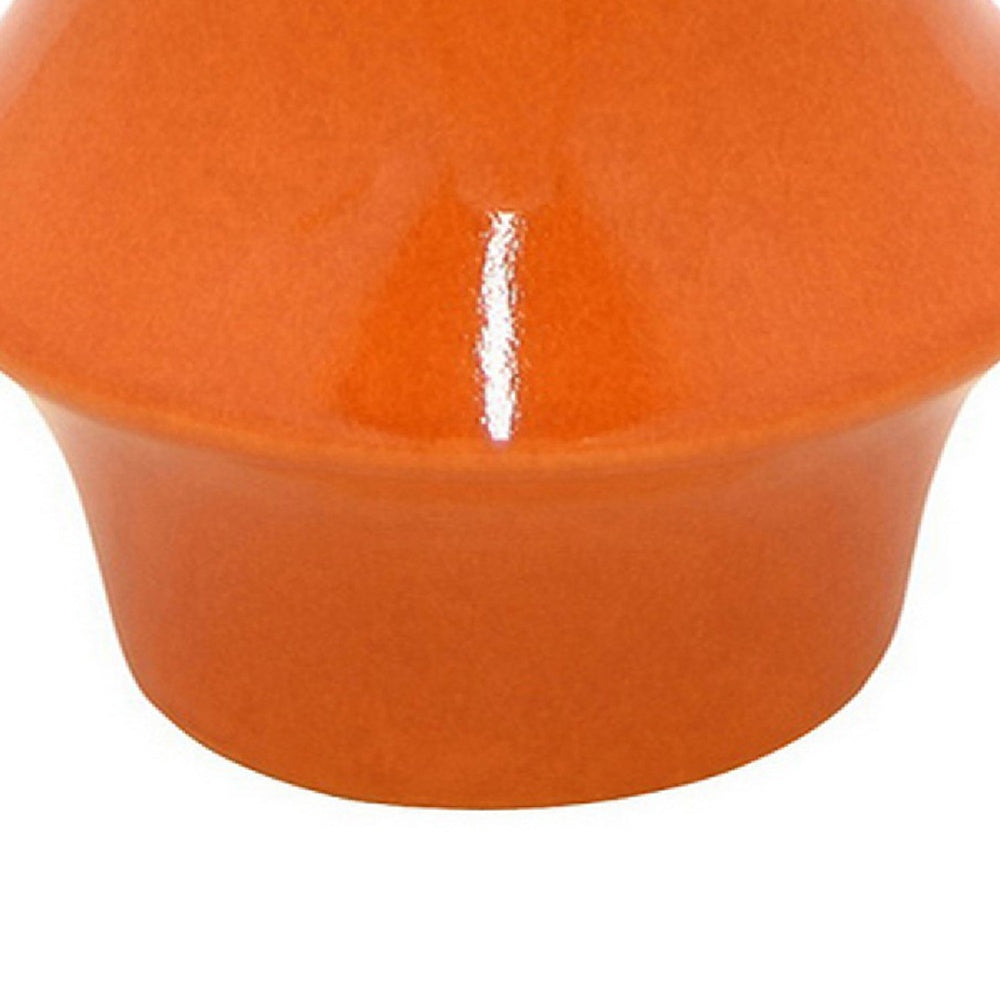 Seny Decorative Vase | Narrow Neck | Flared Base | Orange Ceramic 16"