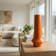 Seny Decorative Vase | Narrow Neck | Flared Base | Orange Ceramic 16"