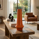 Seny Decorative Vase | Narrow Neck | Flared Base | Orange Ceramic 16"