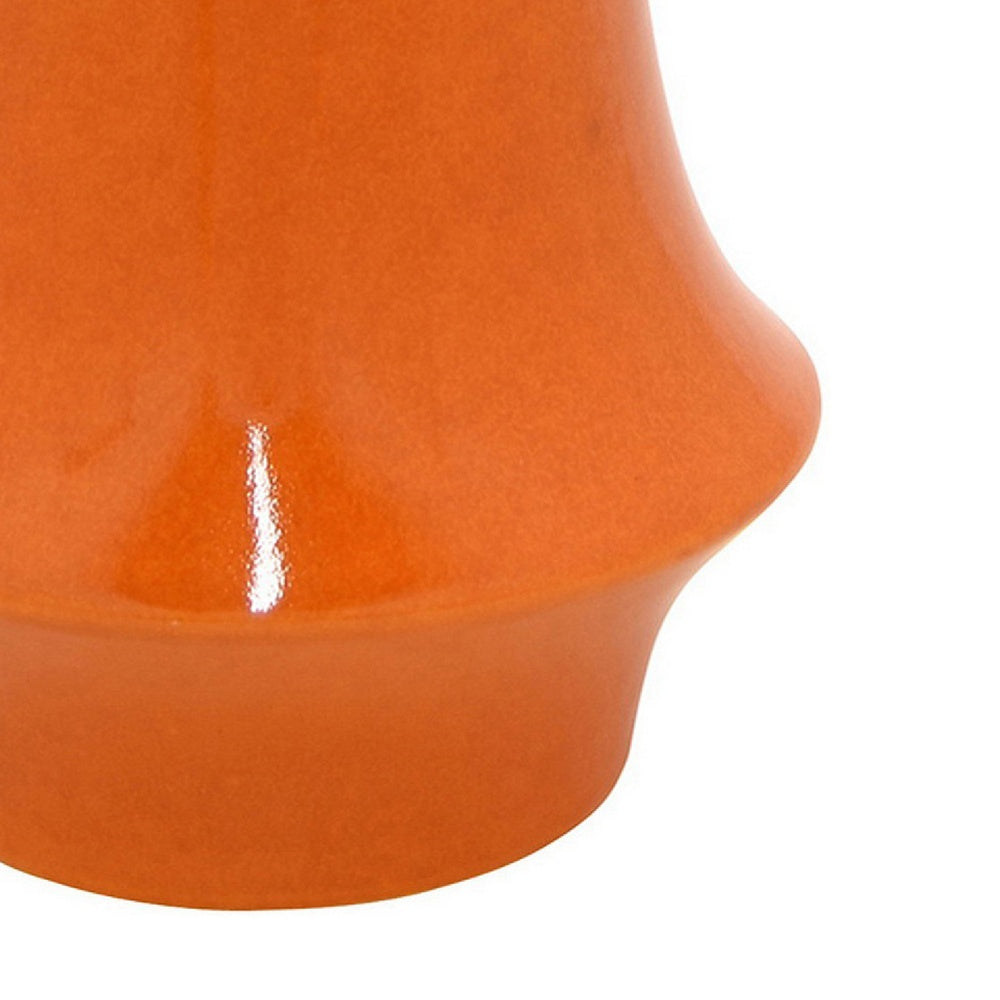 Seny Decorative Vase | Narrow Neck | Flared Base | Orange Ceramic 12"
