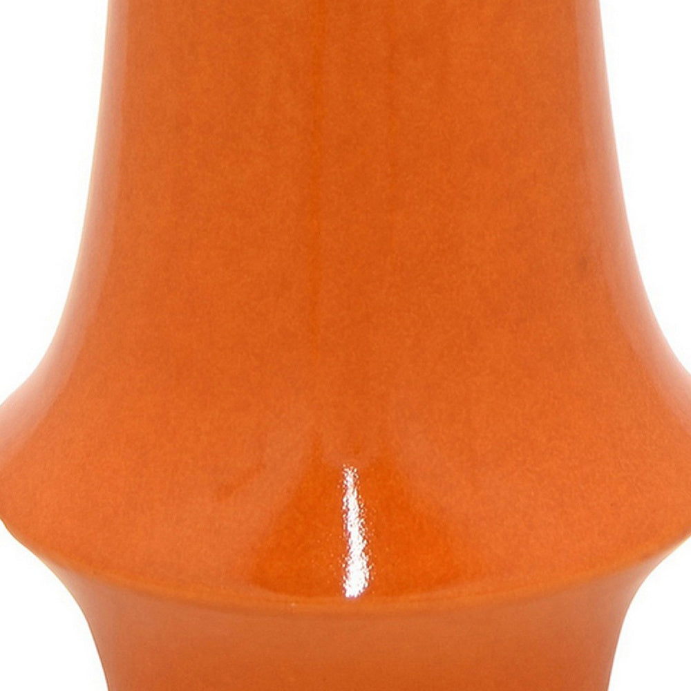 Seny Decorative Vase | Narrow Neck | Flared Base | Orange Ceramic 12"
