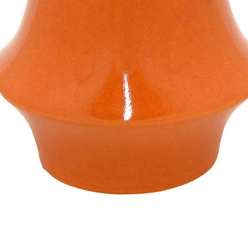 Seny Decorative Vase | Narrow Neck | Flared Base | Orange Ceramic 12"