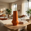 Seny Decorative Vase | Narrow Neck | Flared Base | Orange Ceramic 12"