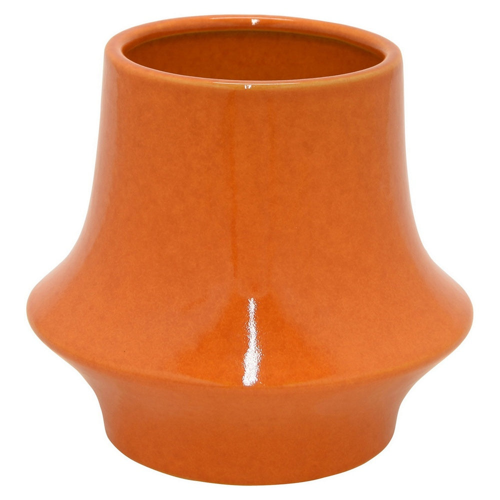Seny Decorative Vase | Narrow Neck | Flared Base | Orange Ceramic 9"