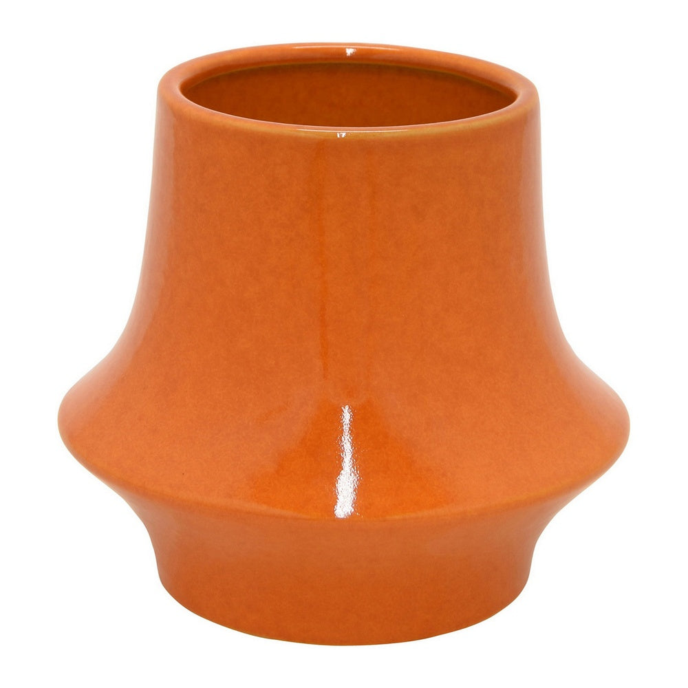 Seny Decorative Vase | Narrow Neck | Flared Base | Orange Ceramic 9"