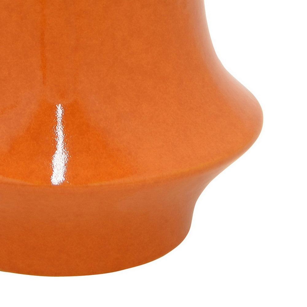 Seny Decorative Vase | Narrow Neck | Flared Base | Orange Ceramic 9"