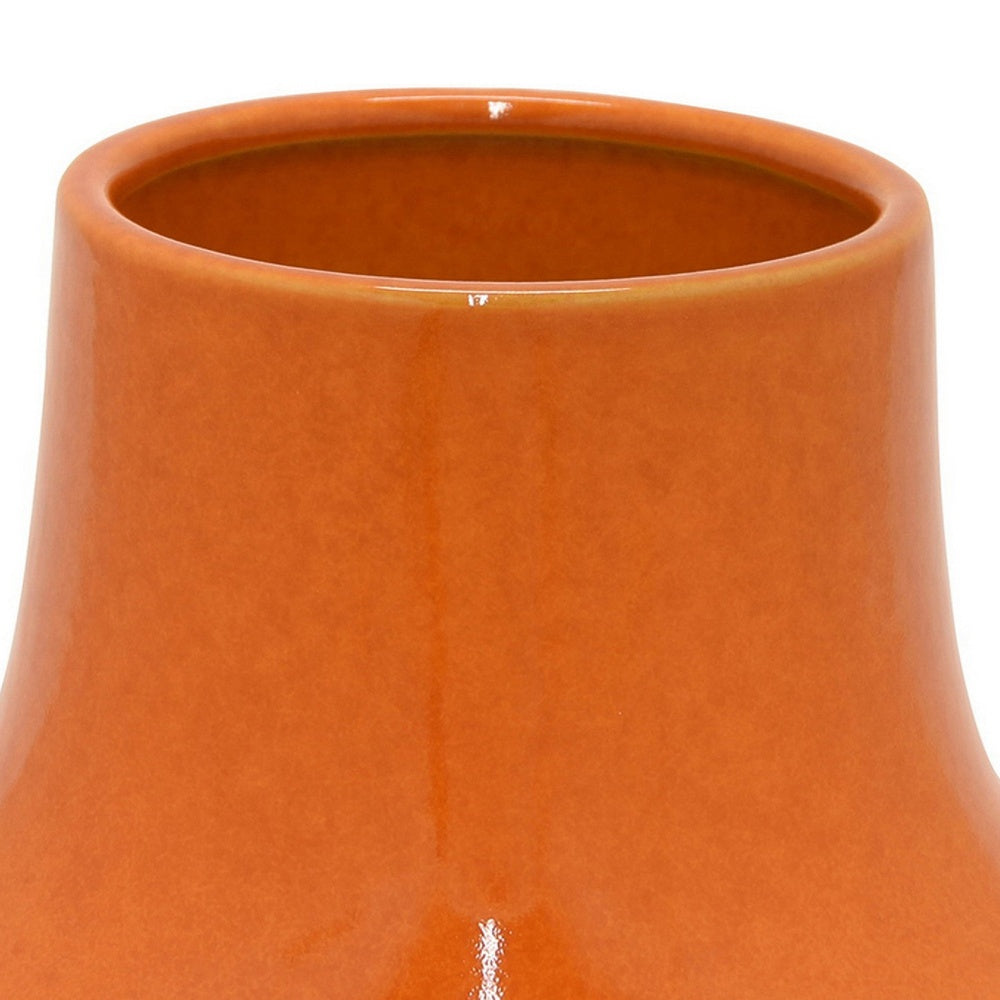 Seny Decorative Vase | Narrow Neck | Flared Base | Orange Ceramic 9"