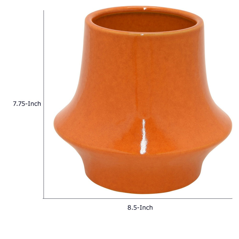 Seny Decorative Vase | Narrow Neck | Flared Base | Orange Ceramic 9"