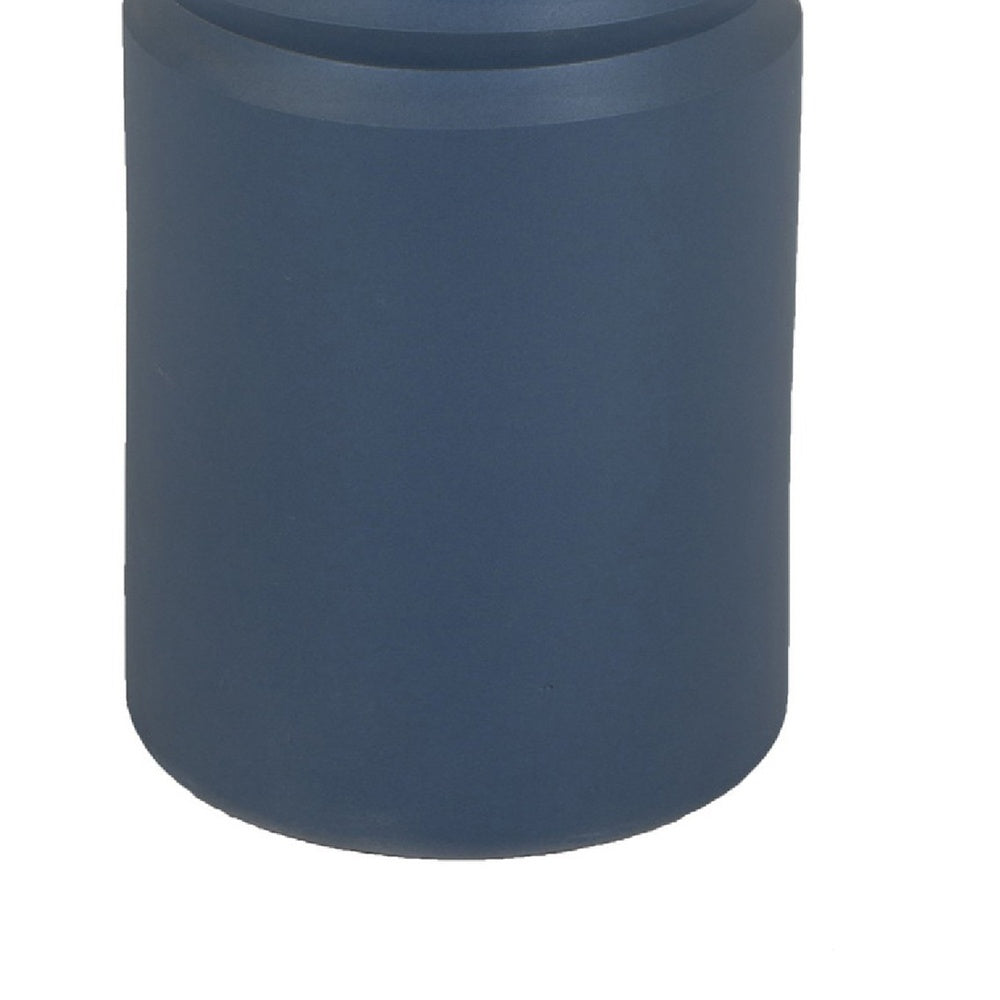Sculptural Totem Vase | Stacked Geometric Accents | Blue Ceramic 16"