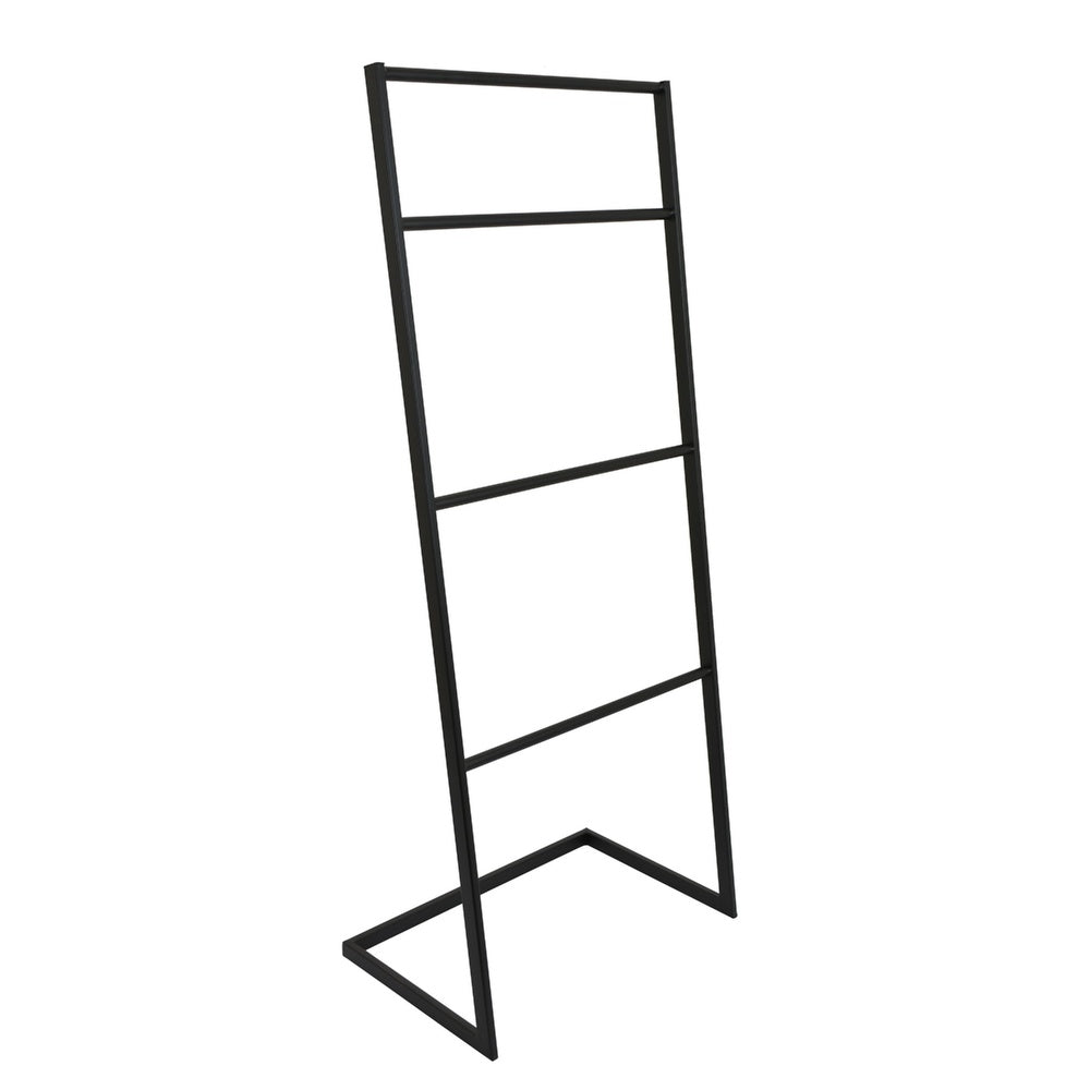 Freest&ing Towel Quilt Rack | 4 Rungs | Built-in Base | Black Metal 39"