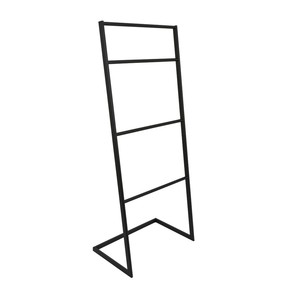 Freest&ing Towel Quilt Rack | 4 Rungs | Built-in Base | Black Metal 39"