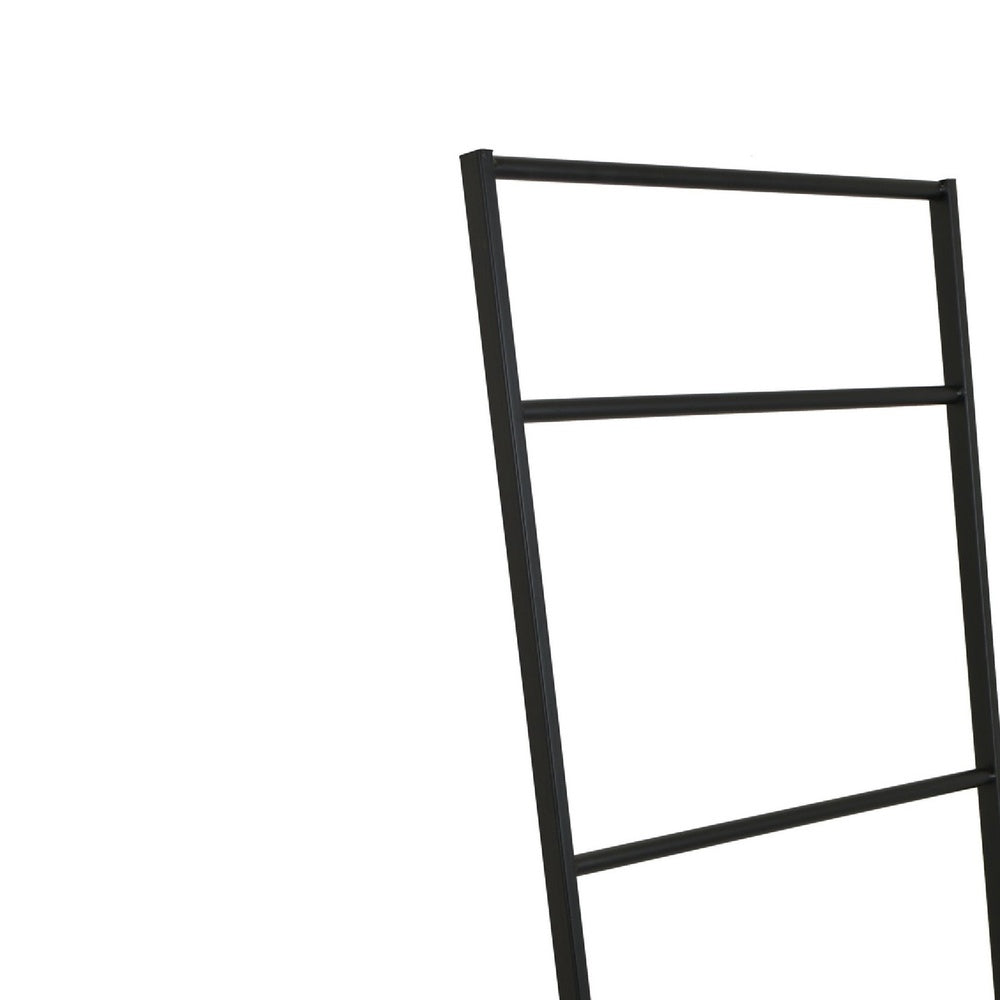 Freest&ing Towel Quilt Rack | 4 Rungs | Built-in Base | Black Metal 39"
