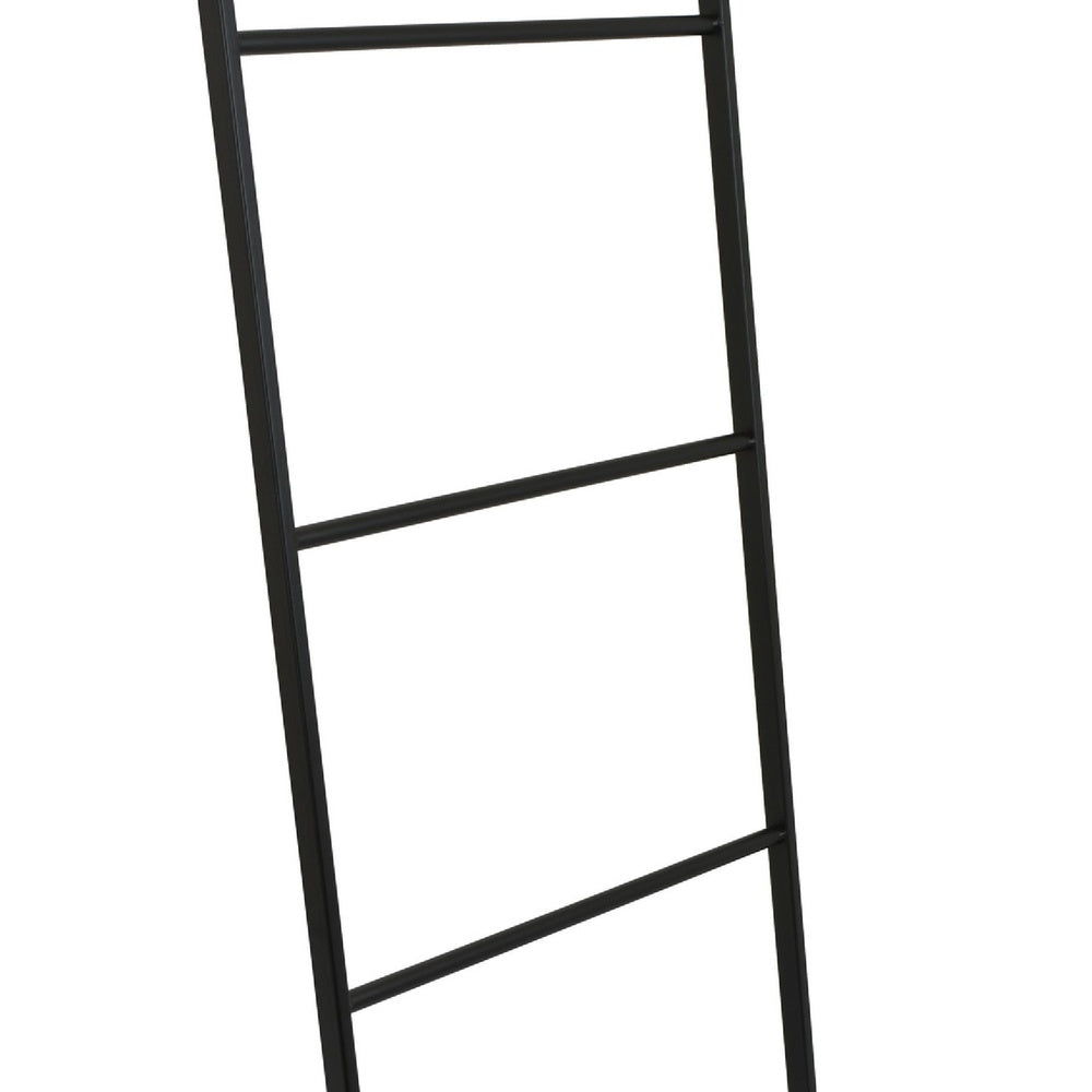 Freest&ing Towel Quilt Rack | 4 Rungs | Built-in Base | Black Metal 39"