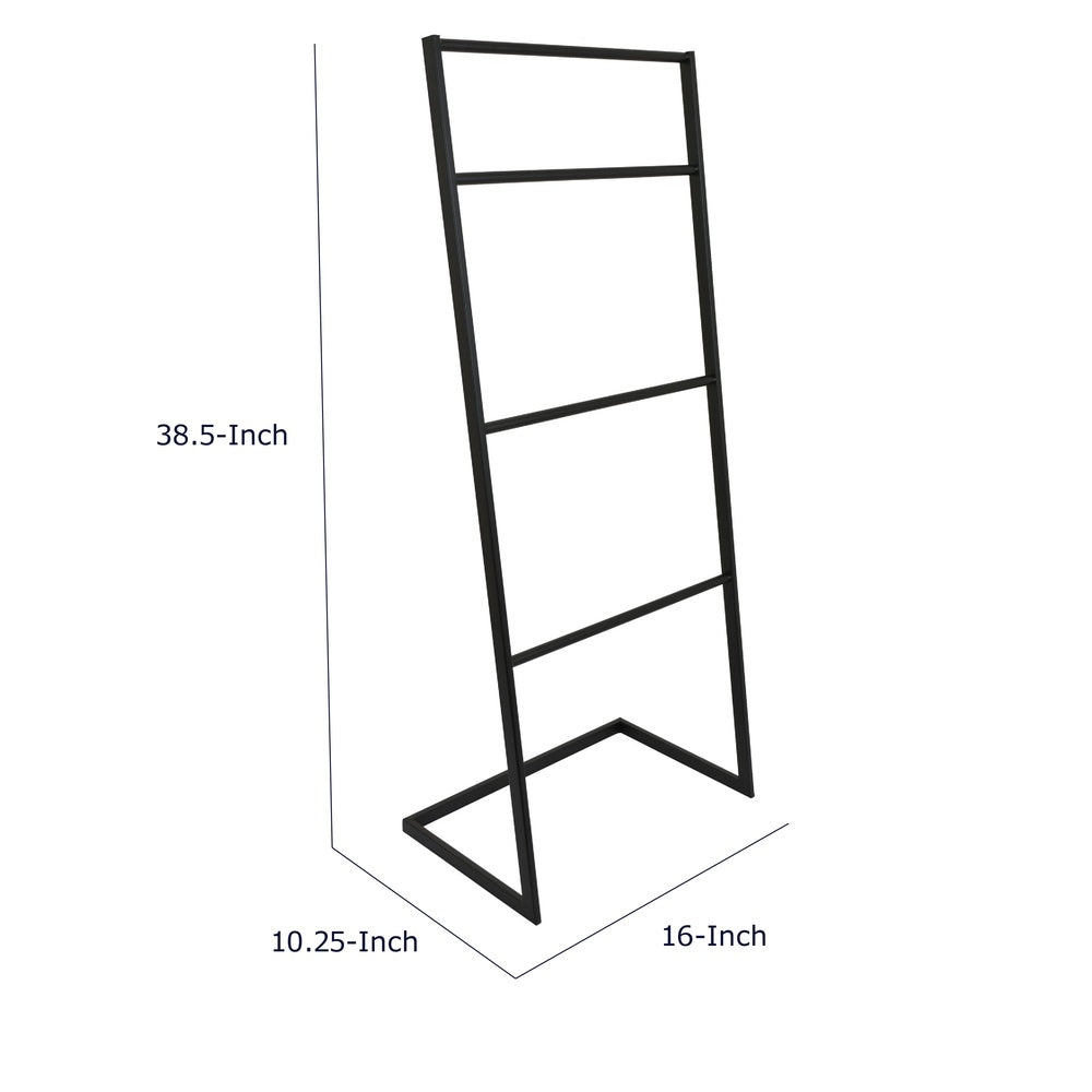 Freest&ing Towel Quilt Rack | 4 Rungs | Built-in Base | Black Metal 39"