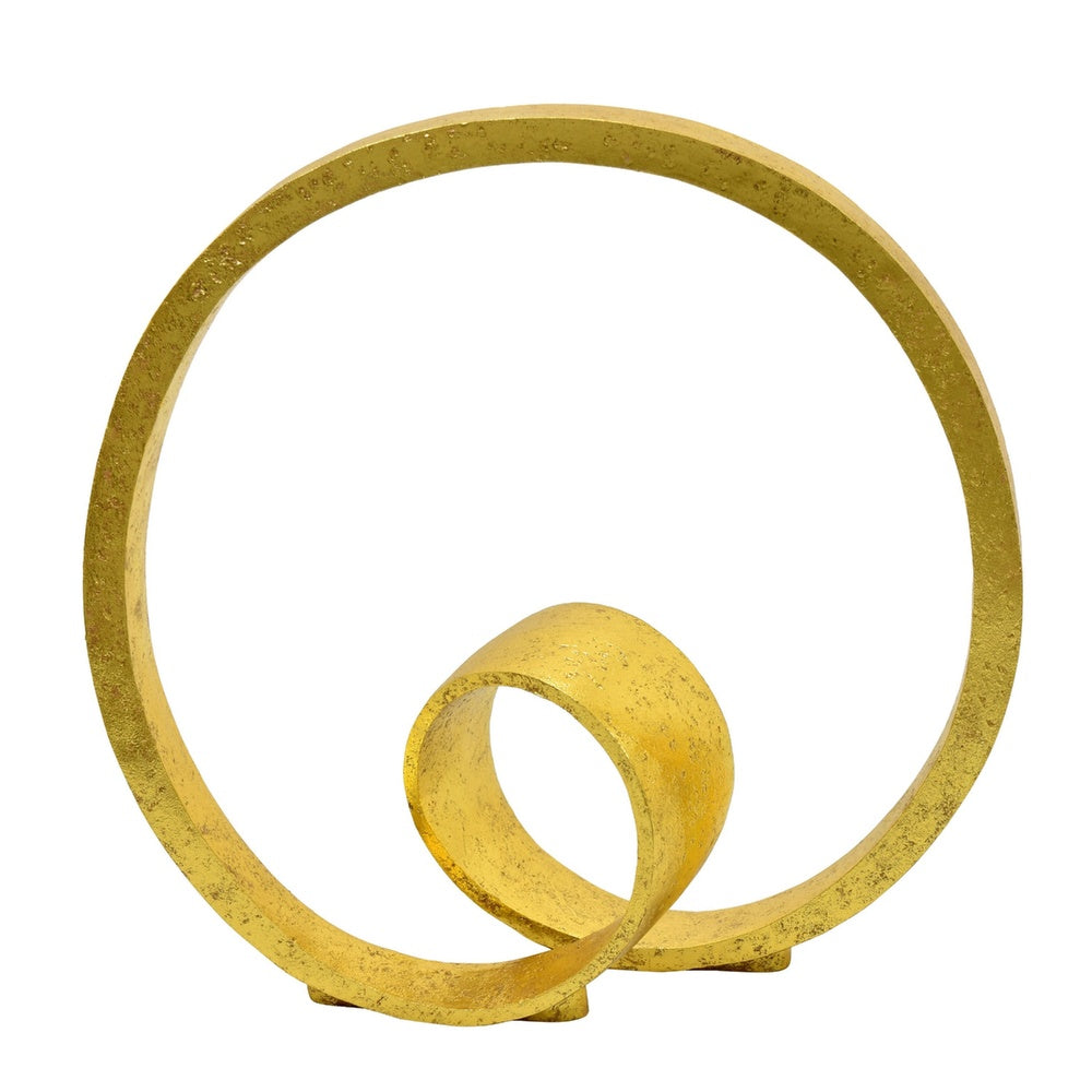 Tabletop Decor | Abstract Loop Sculpture | Textured Gold Resin 13"