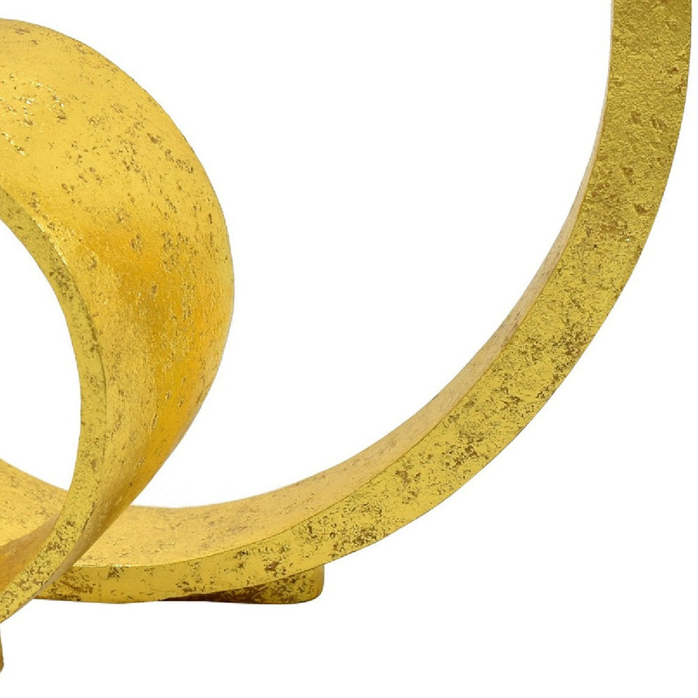 Tabletop Decor | Abstract Loop Sculpture | Textured Gold Resin 13"