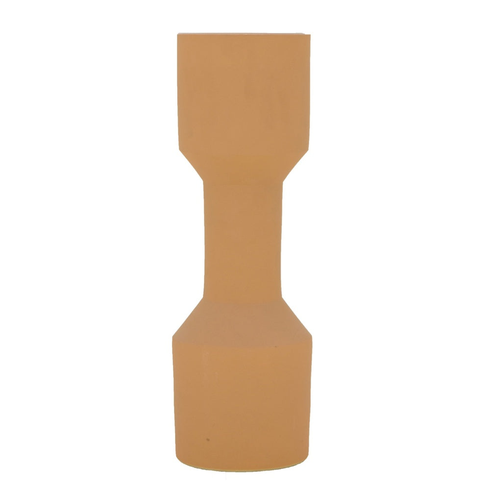 Decorative Vase | Geometric Hourglass Shape | Matte Orange Ceramic 16"