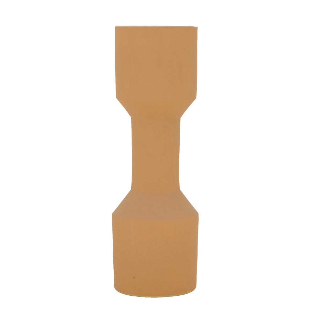Decorative Vase | Geometric Hourglass Shape | Matte Orange Ceramic 16"