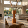 Decorative Vase | Geometric Hourglass Shape | Matte Orange Ceramic 16"