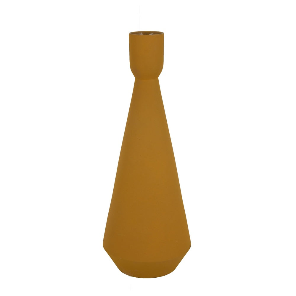 Decorative Vase | Flared Rim | Angular Edges | Mustard Yellow Ceramic 15"