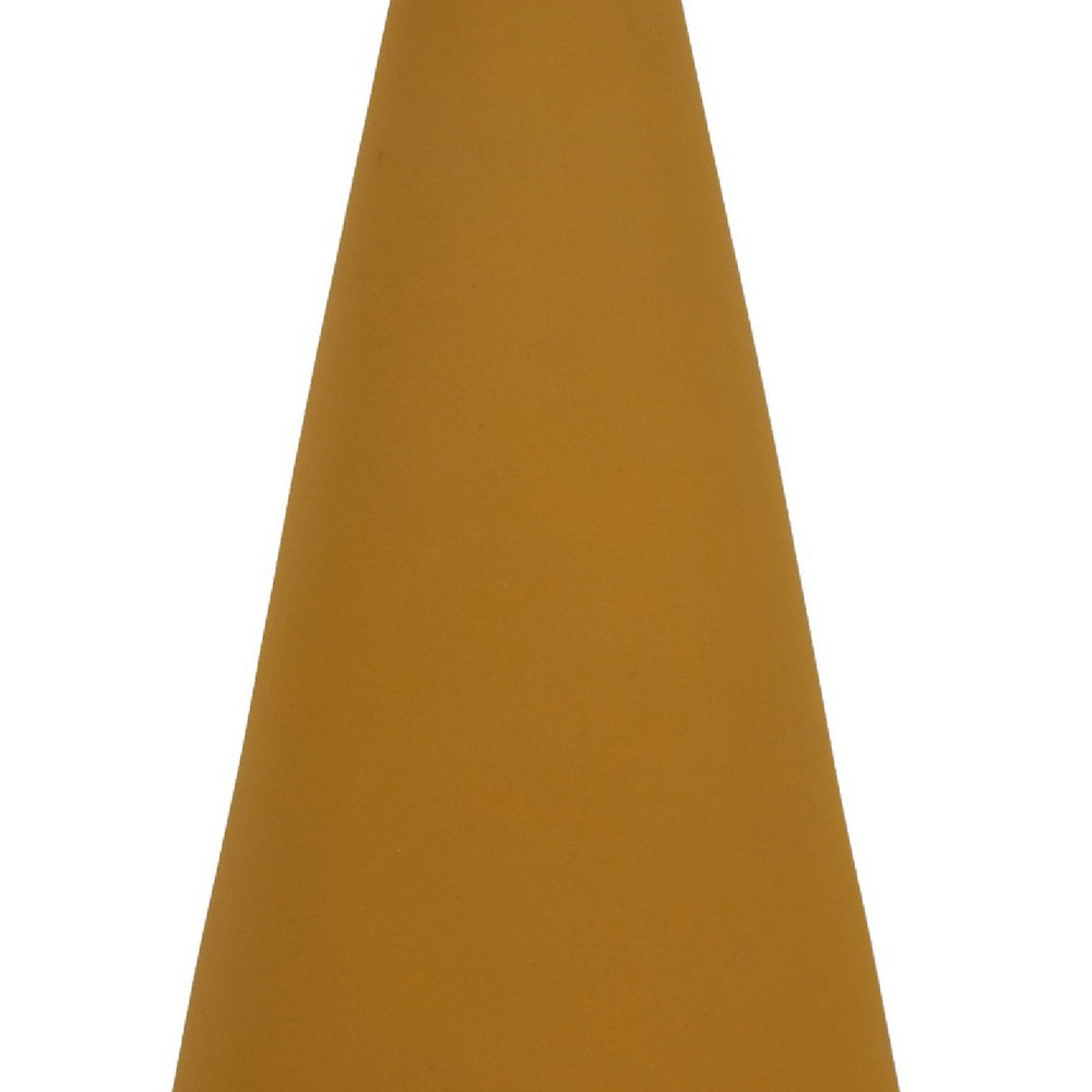 Decorative Vase | Flared Rim | Angular Edges | Mustard Yellow Ceramic 15"
