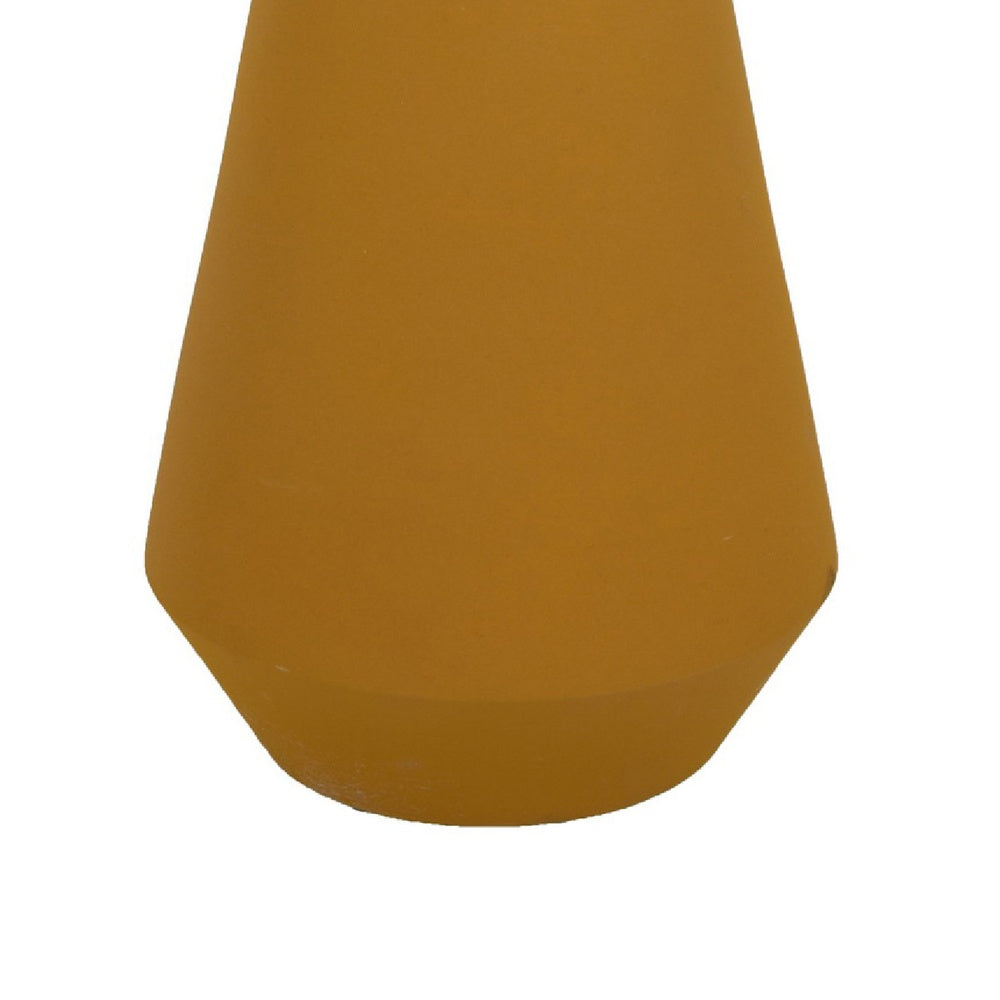 Decorative Vase | Flared Rim | Angular Edges | Mustard Yellow Ceramic 15"