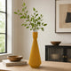 Decorative Vase | Flared Rim | Angular Edges | Mustard Yellow Ceramic 15"