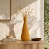 Decorative Vase | Flared Rim | Angular Edges | Mustard Yellow Ceramic 15"