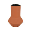 Decorative Vase | Faceted Body | Angular Base | Orange Brown Ceramic 11"